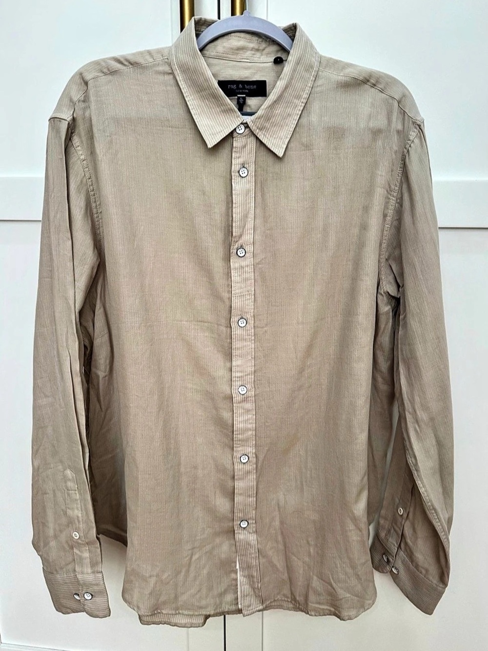 Rag And Bone Men's Beige Button Down Shirt Like New Sz XL